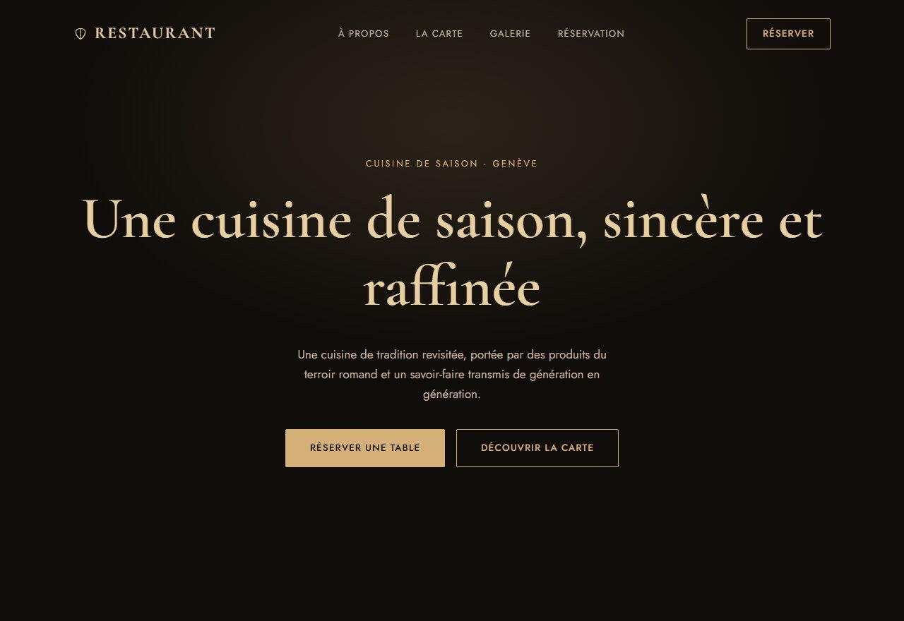 Aperçu d'une maquette de site pour restaurant gastronomique